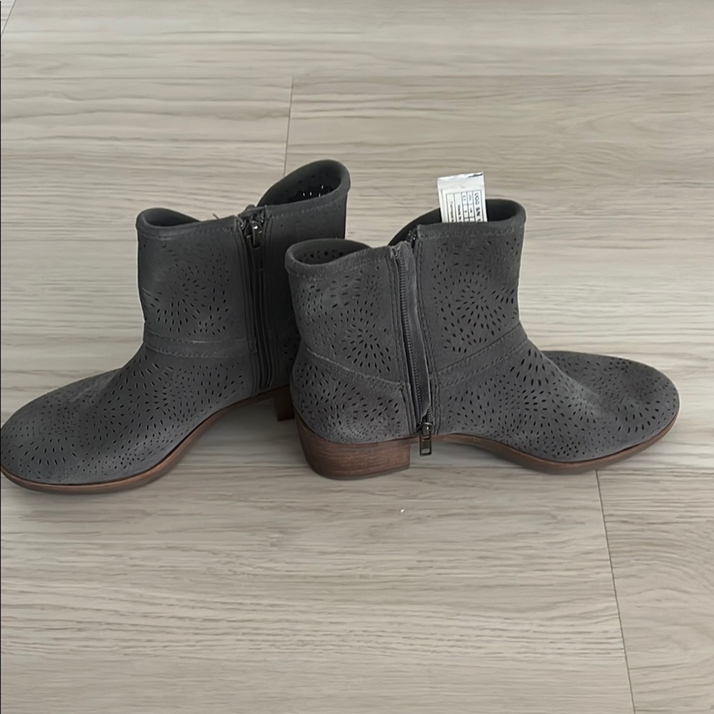 UGG Gray Ankle Booties with Low Stacked Heel